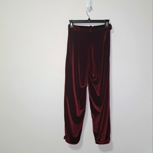 PatBO Slim velvet trouser burgundy 2 - Picture 9 of 12